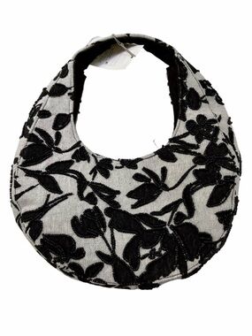 TARGET A New Day Black Off-White Beaded Embroidered Mini Hobo Crescent Bag NEW